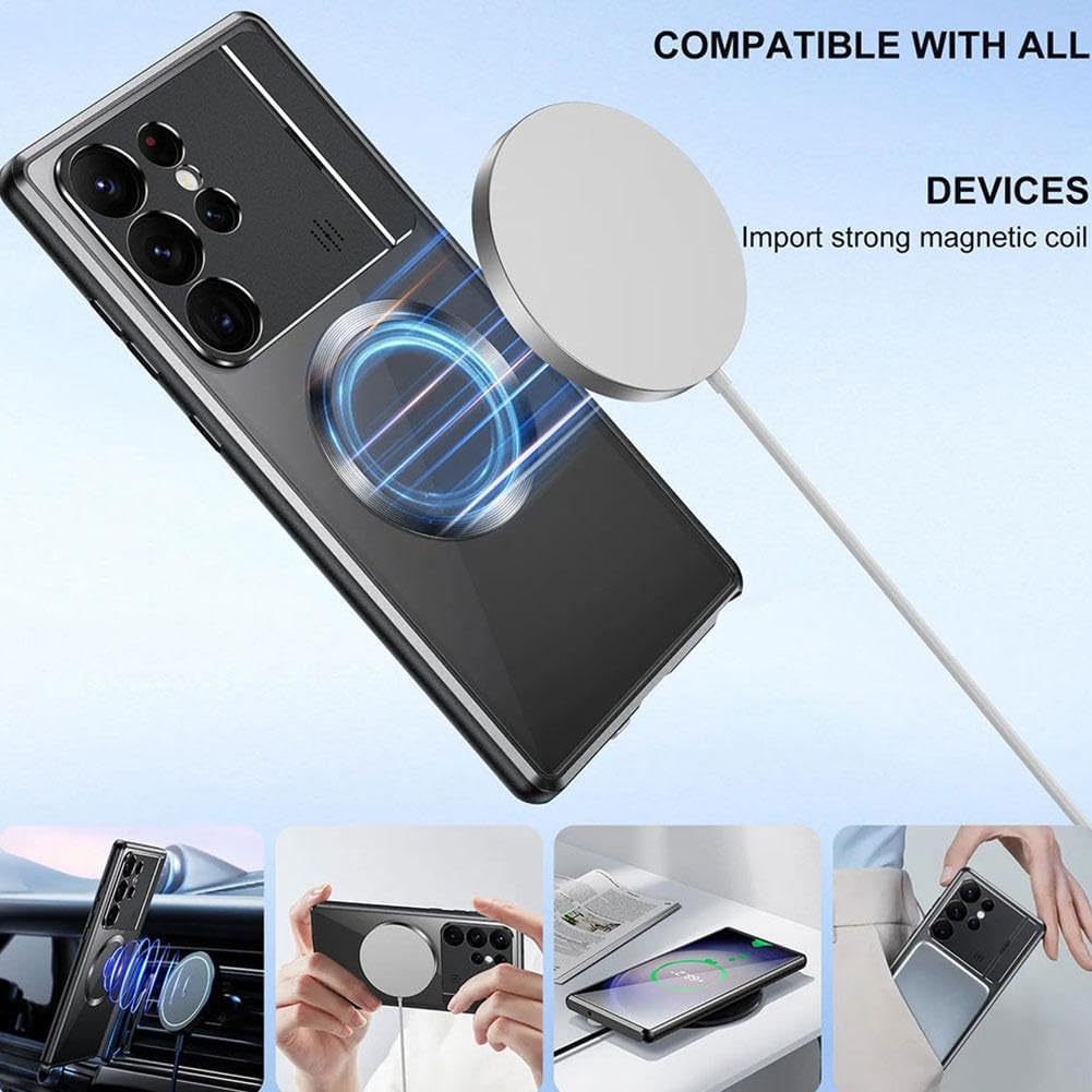 Para Samsung s22s23ultra Soporte plegable de succión magnética para aromaterapia, Streamer Metal esmerilado Soporte plegable magnético Shell púrpura