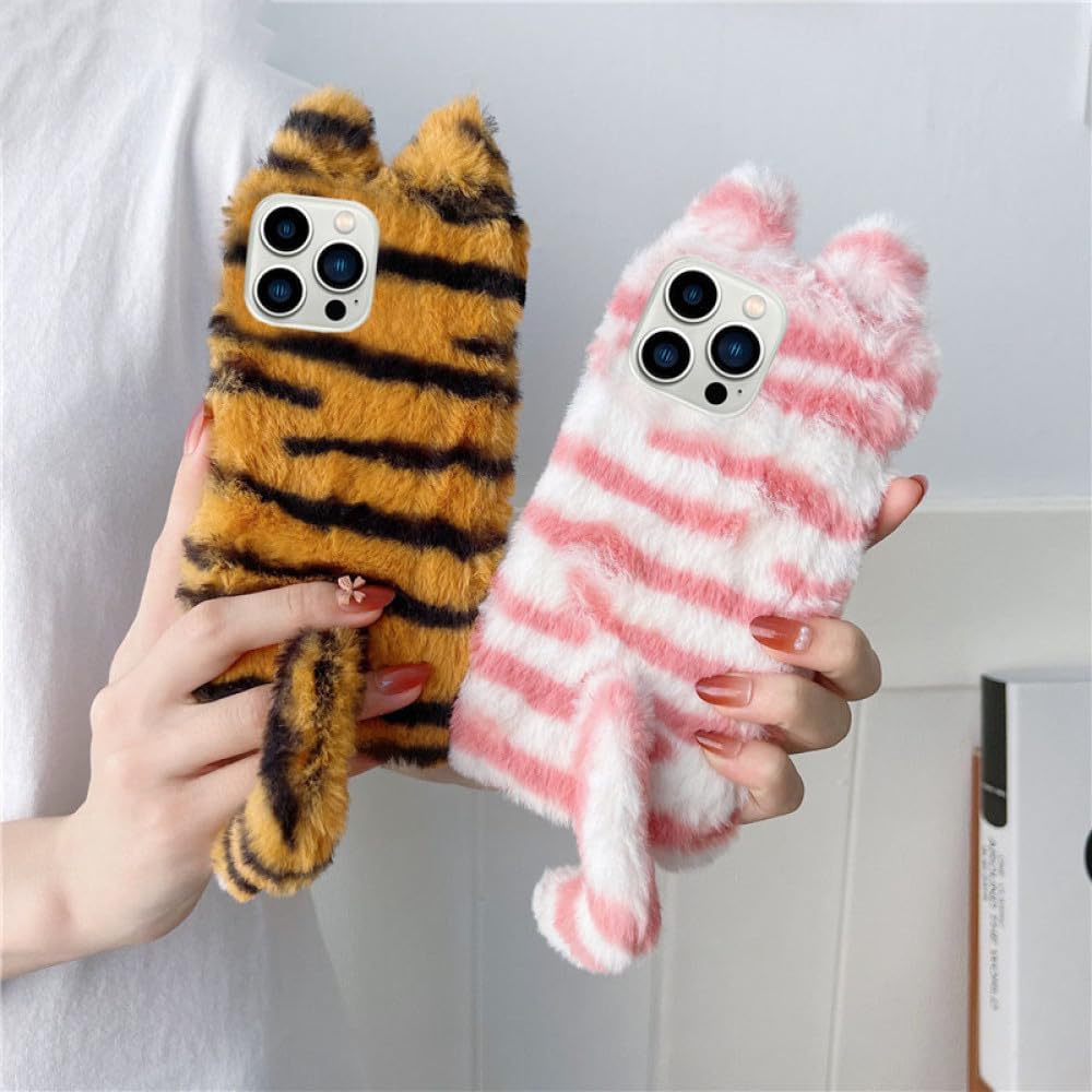Funda de teléfono con diseño de gato esponjoso 3D con orejas para Samsung Galaxy Note 10 20 S22 S23 Plus 21Ultra S21 S20fe A51 A71 A12 A22 A32 A52