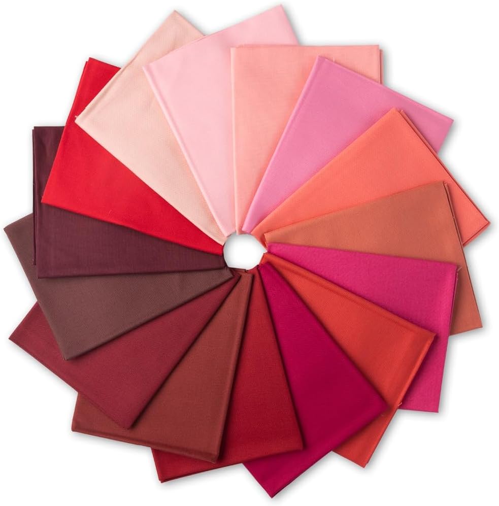 Connecting Threads Color Wheel Solid Precut 15 piezas 18″x22″ 100% algodón acolchado tela paquete Fat Quarter (Rouge)