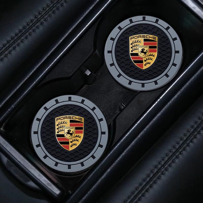 Portavasos de automóvil para Porsche Panamera Cayenne Macan Boxster Taycan Cayman 718 911, 2 posavasos de automóvil para soporte de bebidas de