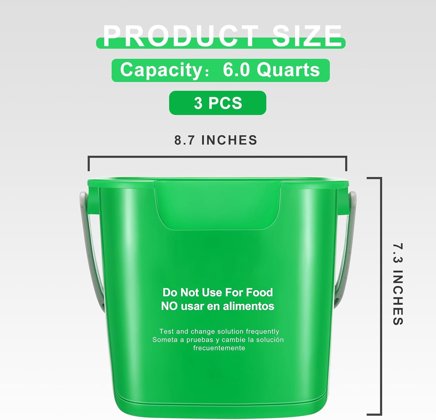 3 cubos de 6 cuartos de galón para limpiar pequeños cubos cuadrados de detergente para el hogar, comercial, restaurante, cocina, oficina, escuela