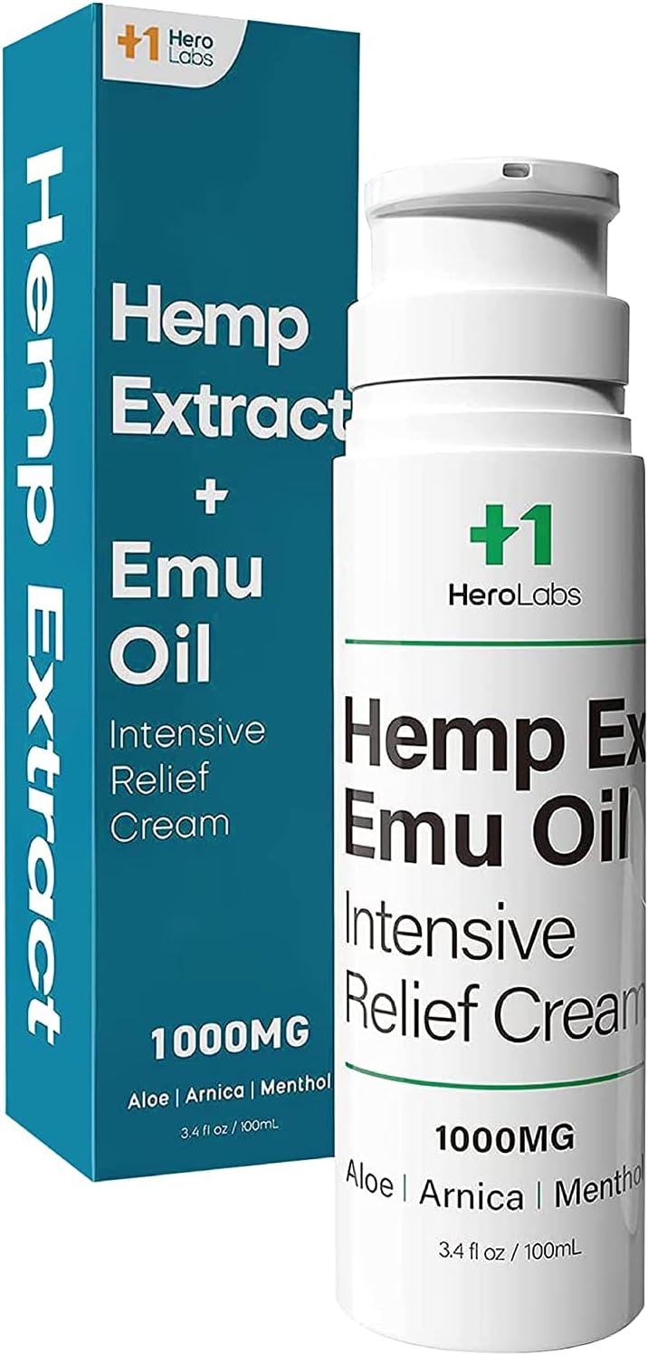 +1HEROLABS Crema corporal reparadora de extracto de cáñamo, crema tópica de extracto de cáñamo, máxima fuerza para aliviar los músculos, las