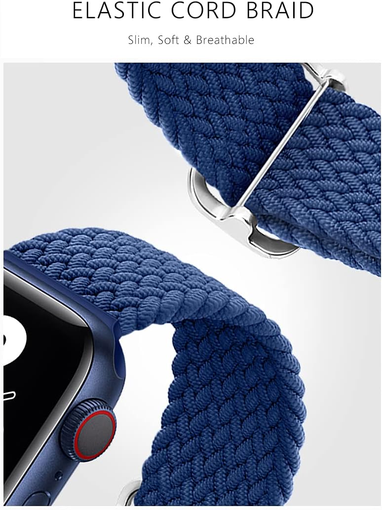 Atenzol – Correas de reloj trenzadas, elásticas Solo Loop compatibles con Apple Watch 76SE54321, con hebilla ajustable, pulsera deportiva elástica