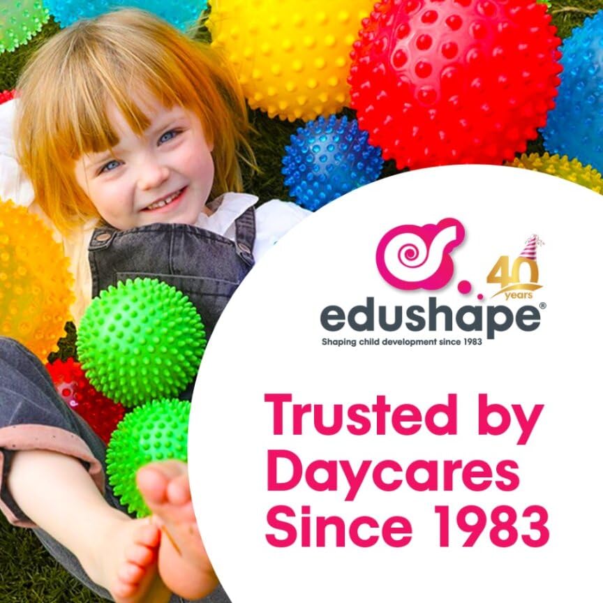 Edushape Bola sensorial de bola suave arcoíris para bebés y niños pequeños  7 pulgadas desinflada multicolor mini bola ruidosa con cuentas coloridas