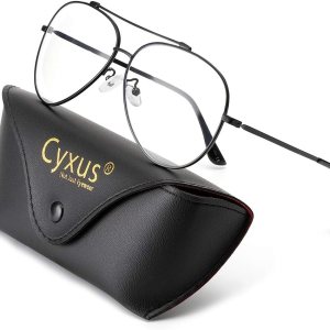 Cyxus Gafas de aviador elegantes con bloqueo de luz azul, gafas de computadora, antifatiga ocular, marco de metal Cyxus Gafas de aviador elegantes con bloqueo de luz azul, gafas de computadora, antifatiga ocular, marco de metal