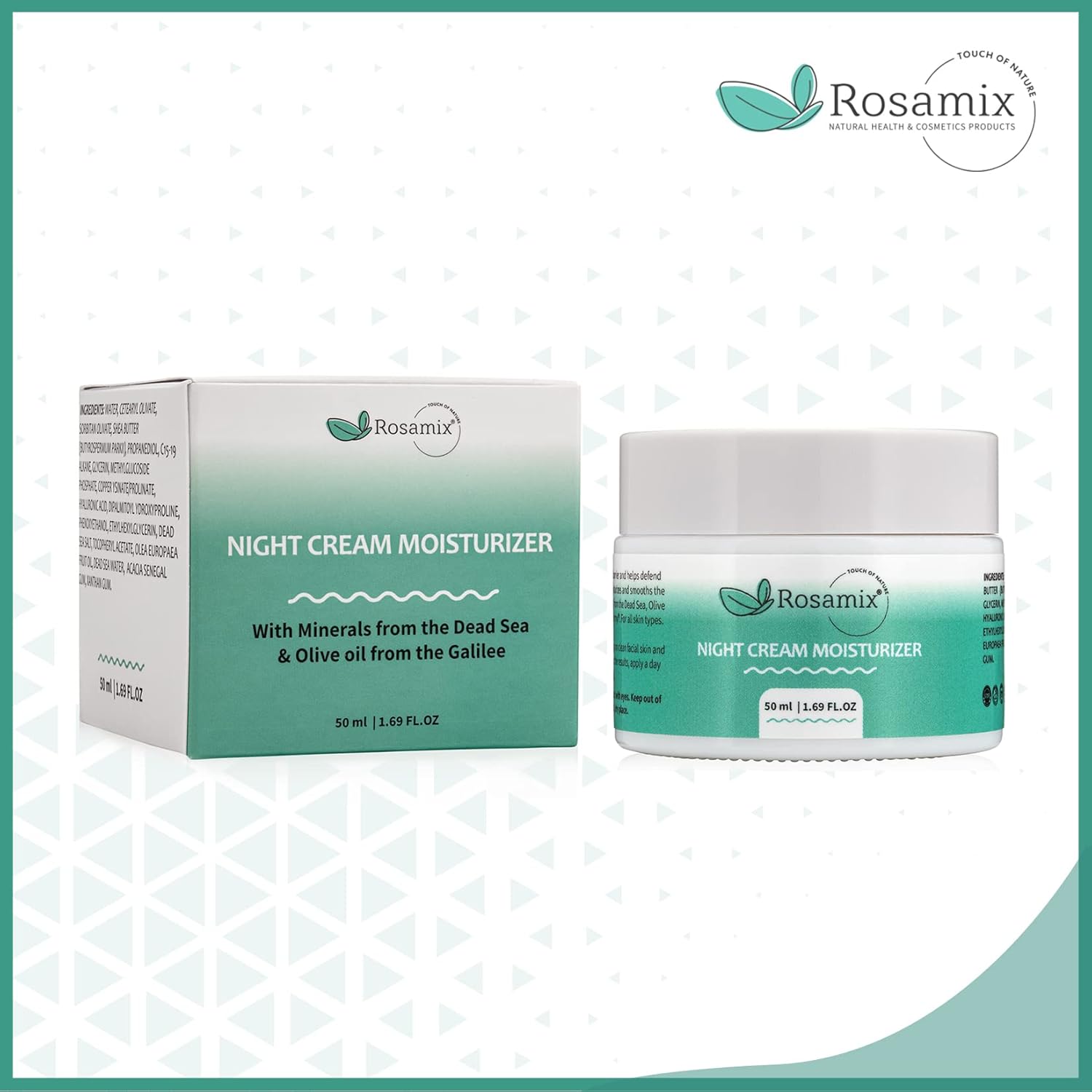 Crema de Noche Hidratante Facial Crema de Noche Antiedad con Minerales del Mar Muerto, Aceite de Oliva de Galilea, Ácido Hialurónico y Neodermyl