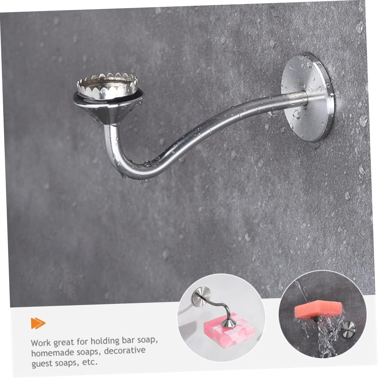 Alipis Soporte de jabón de acero inoxidable Soporte de barra de sonido Soporte de pared para aretes de pared Soporte de jabón de pared Organizador