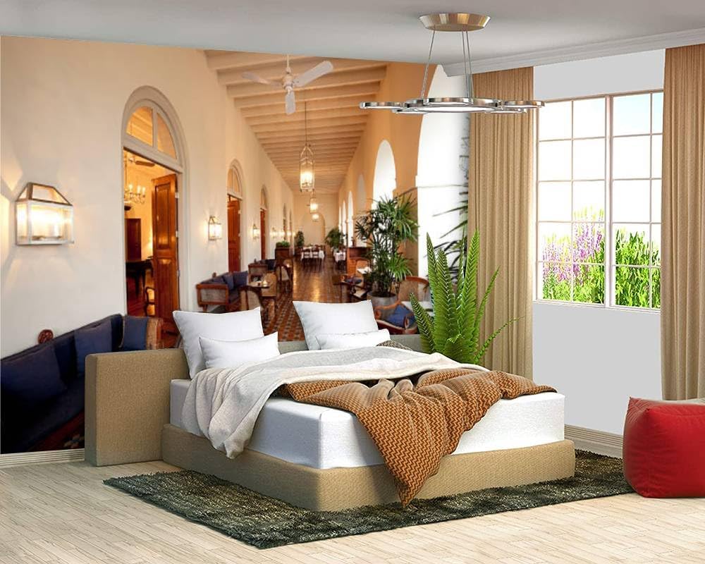 Papel tapiz de lienzo moderno 3D para hotel, veranda, despegar y pegar, removible, autoadhesivas, calcomanías de pared para sala de estar,