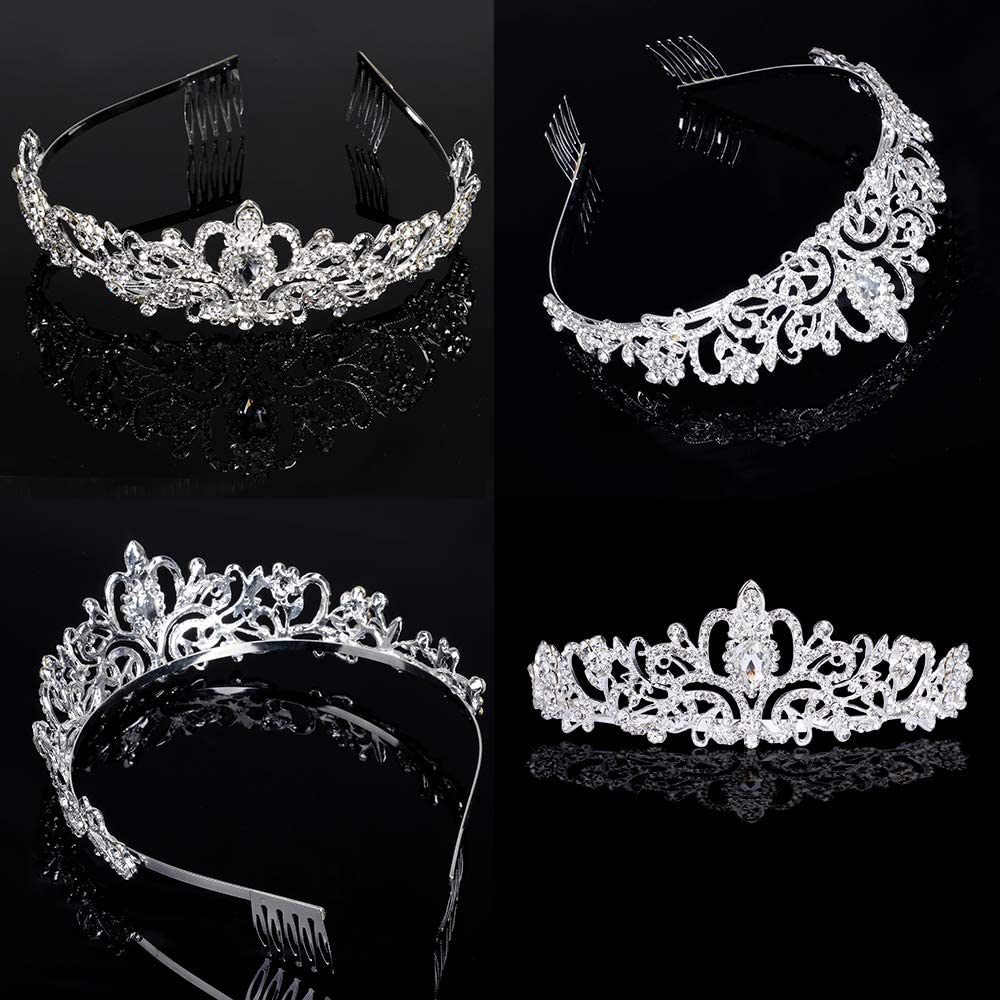 Tiaras de corona de plata para mujer, tiaras de corona de princesa y coronas para mujeres, tiaras para niñas, diadema de novia para boda, corona de