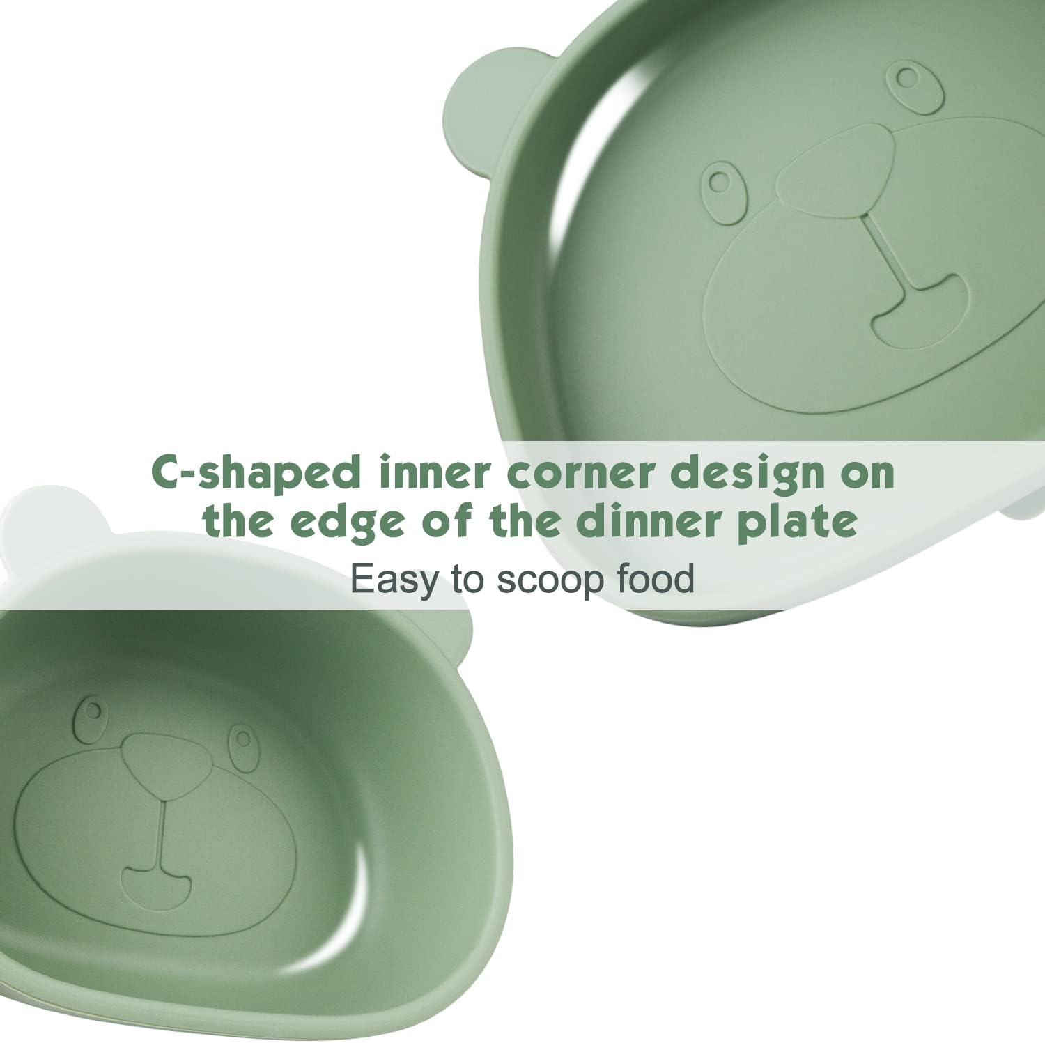 Qshare Platos de succión para bebé, 4 piezas de platos individuales divididos para niños pequeños y niños, juego de cucharas y tenedores para bebés,