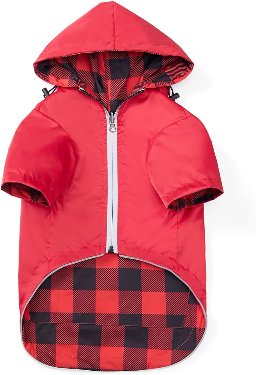 Impermeable para perro, chaqueta impermeable para cachorros, con capucha para patas para perros pequeños y medianos, poncho reversible con