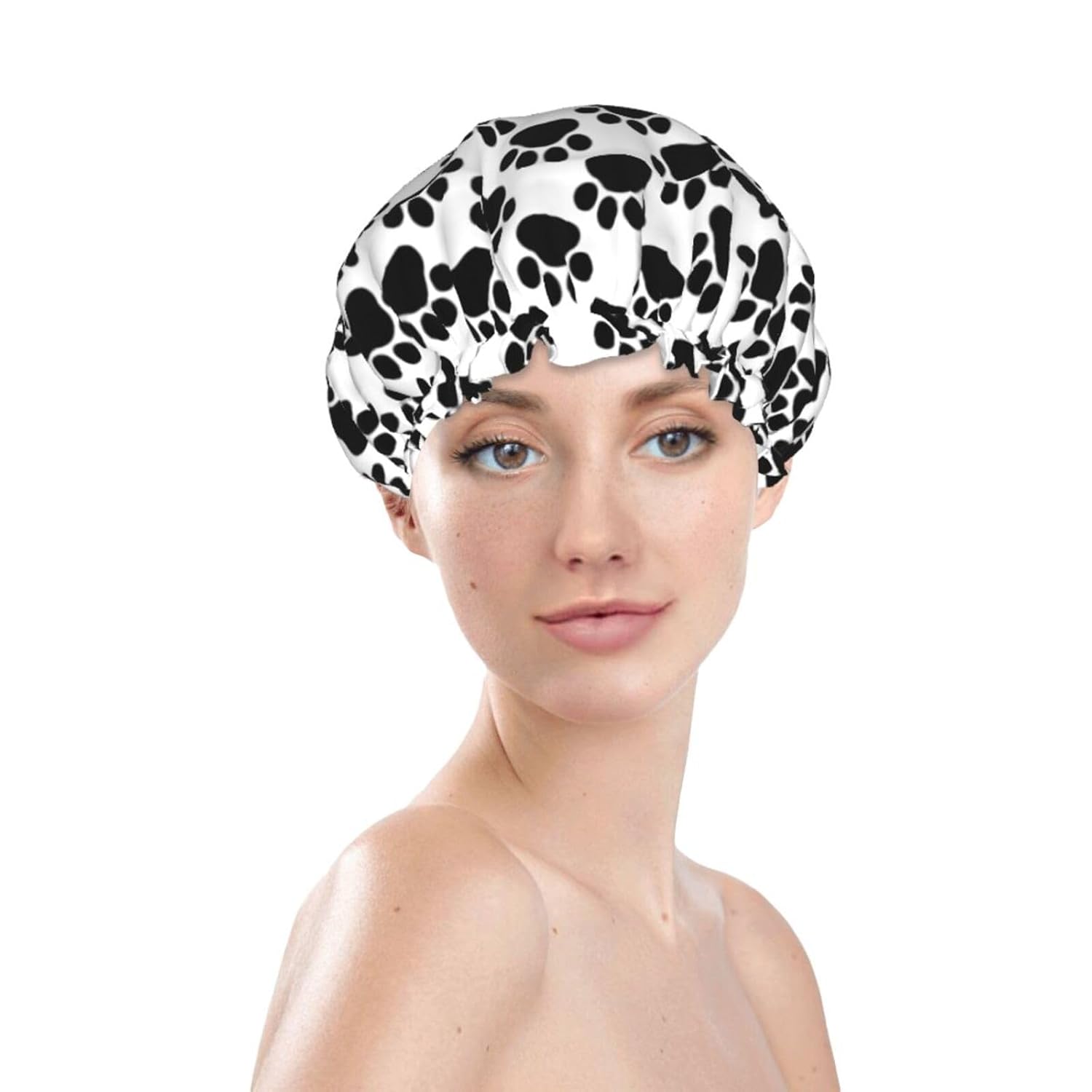 Cute Dog Double Layer Waterproof Shower Cap Suitable For All Head Sizes