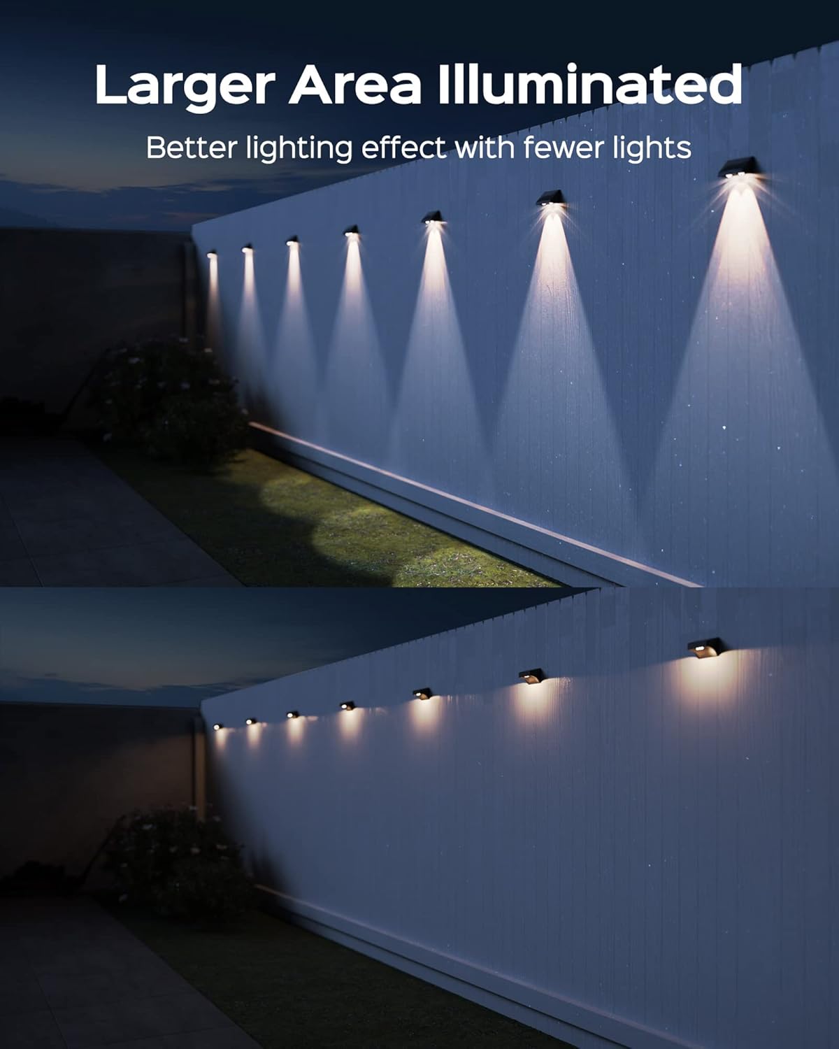 JACKYLED Paquete de 16 luces solares para valla, 50 lúmenes, luces solares súper brillantes para terraza, luces impermeables para exteriores, luces