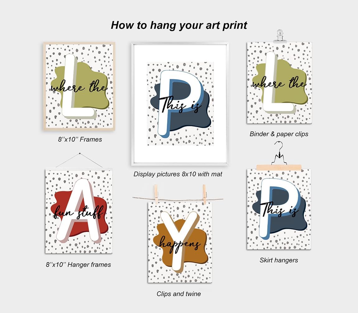 Póster de pared para sala de juegos para niños, póster bohemio de moda con puntos negros, decoración de lienzo para sala de juegos infantil, arte de