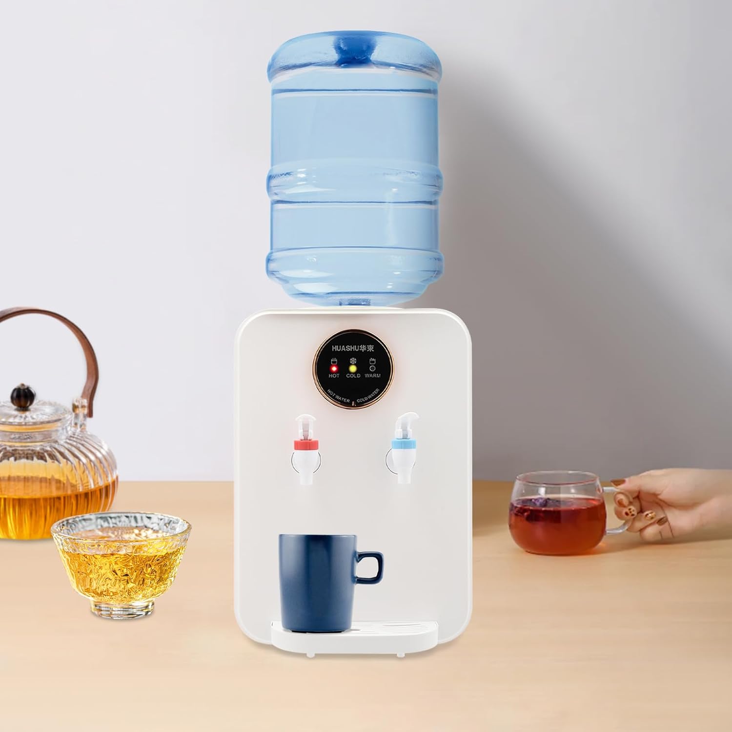 Dispensador de agua fría y caliente, dispensador de enfriador de agua para encimera de 5 galones, dispensador de agua de carga superior para el