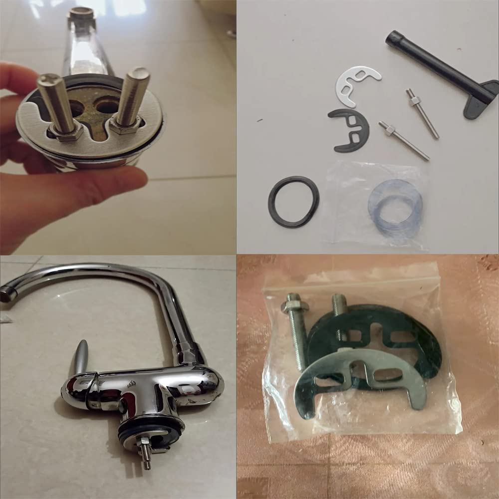 Juego de 3 tuercas de montaje de grifo y arandela Soporte de doble agujero sujetador Kit de fijación antiaflojamiento Junta Tuercas de bloqueo