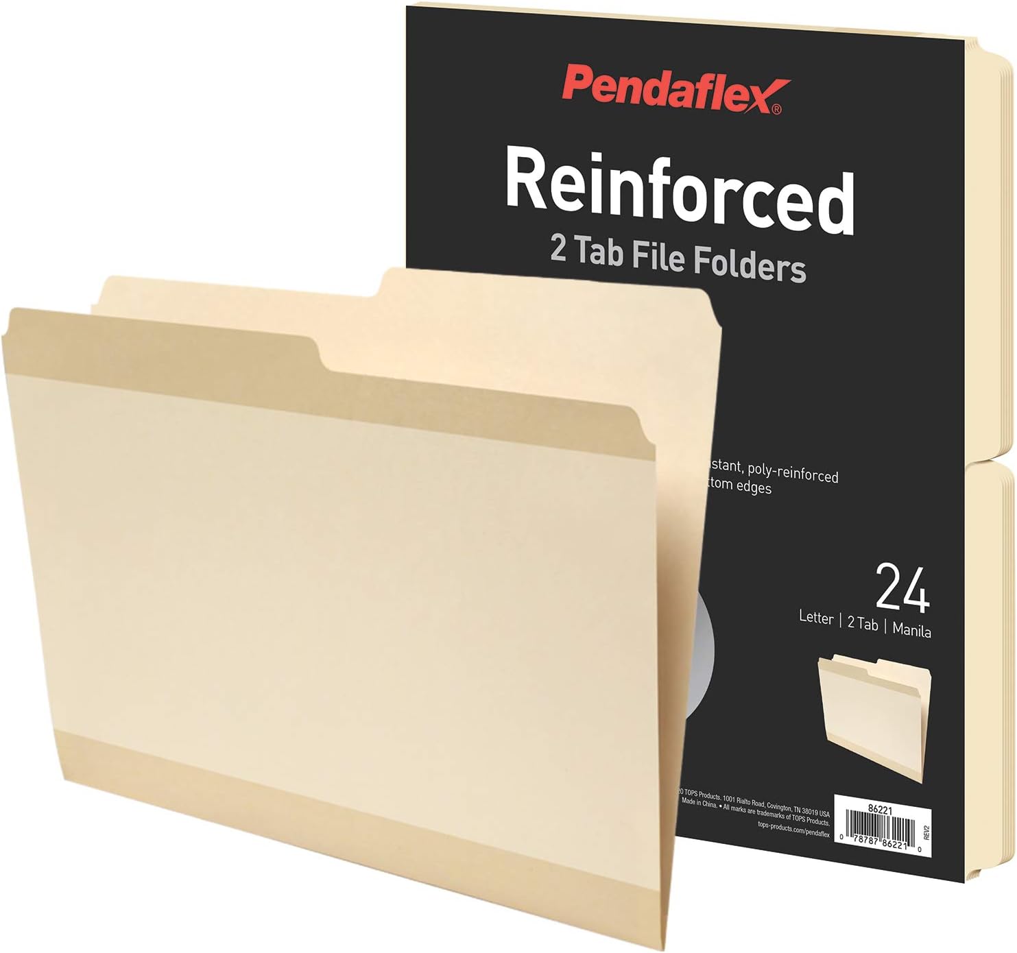 Pendaflex Carpetas de archivos reforzadas, extra duraderas, bordes reforzados de poliéster, manila, tamaño carta, pestañas de corte de 12, 24 por