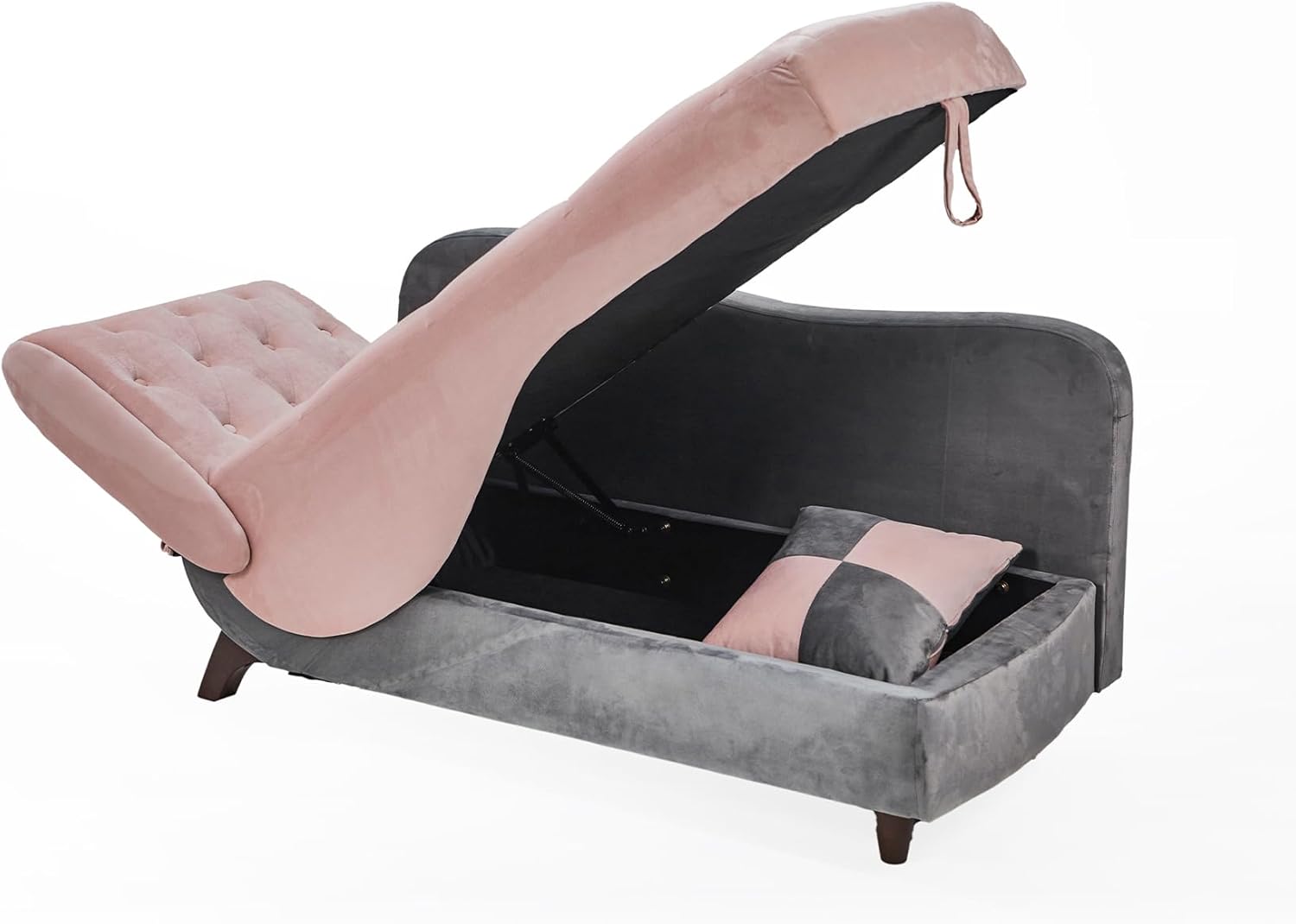 OUYESSIR Tumbona tapizada para interiores, sofá reclinable ajustable con almacenamiento y 1 almohada, sillón de terciopelo para sala de estar,