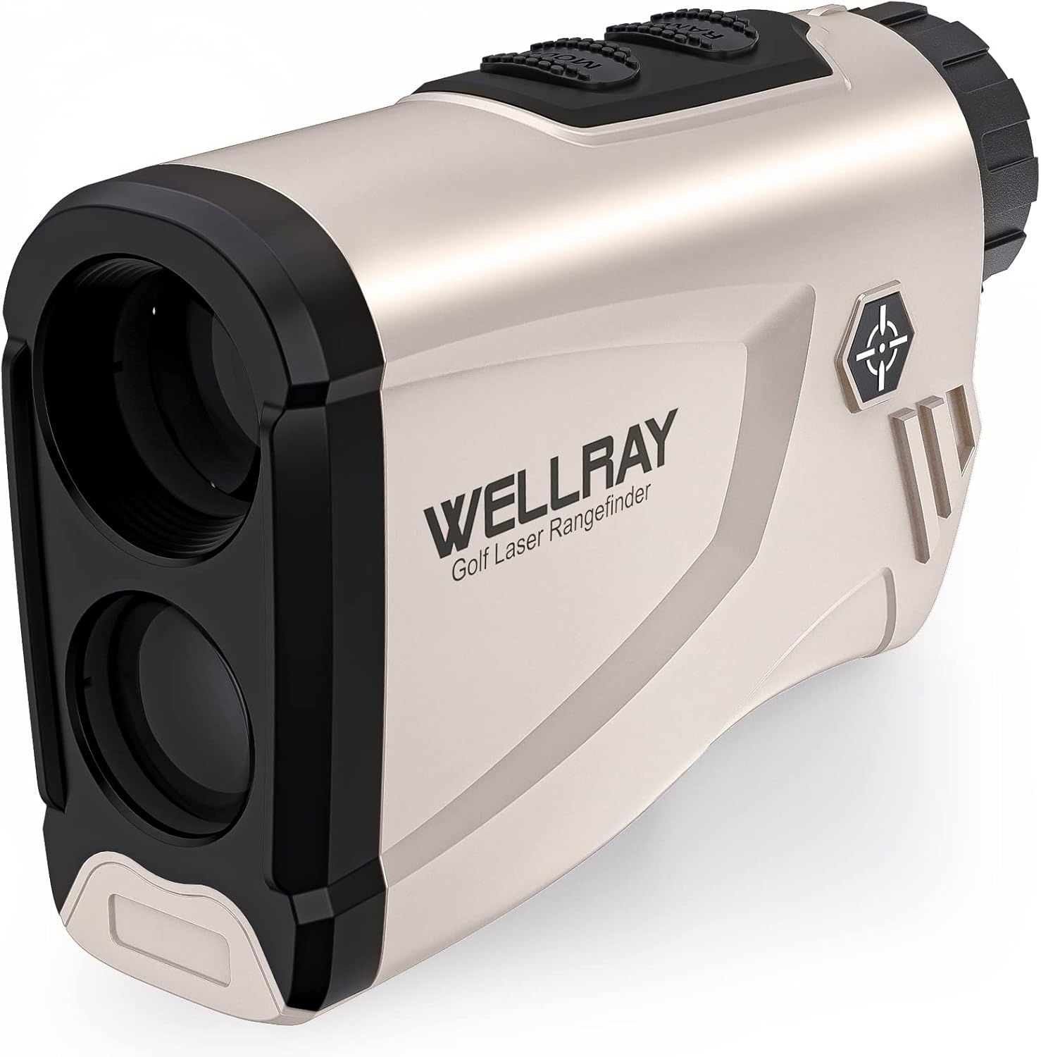 WELLRAY Telémetro láser de golf con pendiente, 650 yardas con aumento 6X y función de vibración de bloqueo de asta de bandera, buscador de rango