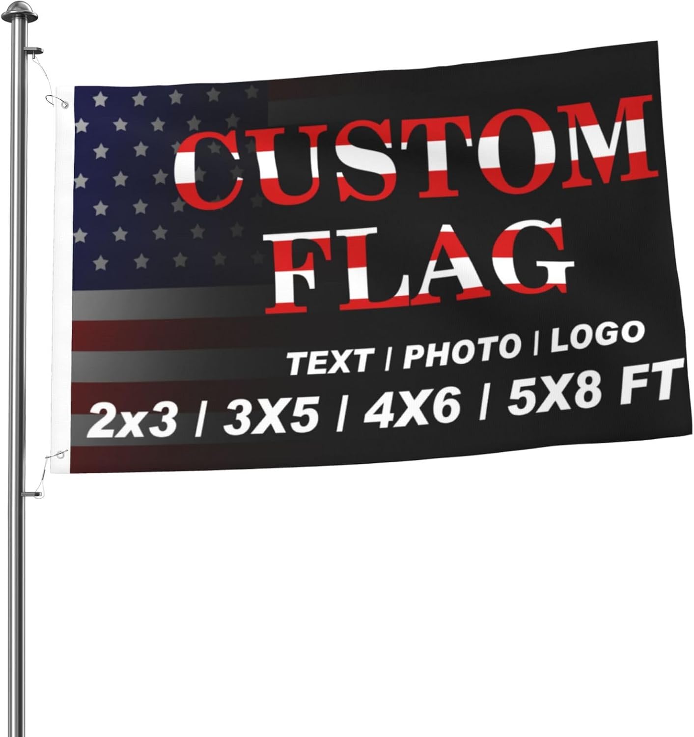 Bandera personalizada de 2 x 3 pies de doble cara  Banderas personalizadas para exteriores  Diseña tu propio logotipo, imagen, texto fotográfico,