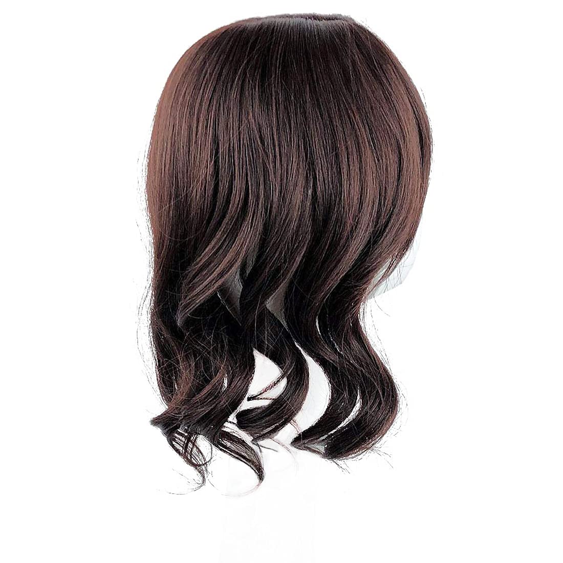 Peluquillos ondulados naturales de 14 pulgadas para mujer, 13.8 in x 4.7 pulgadas, parte media con clip en la corona, pieza de cabello marrón claro,
