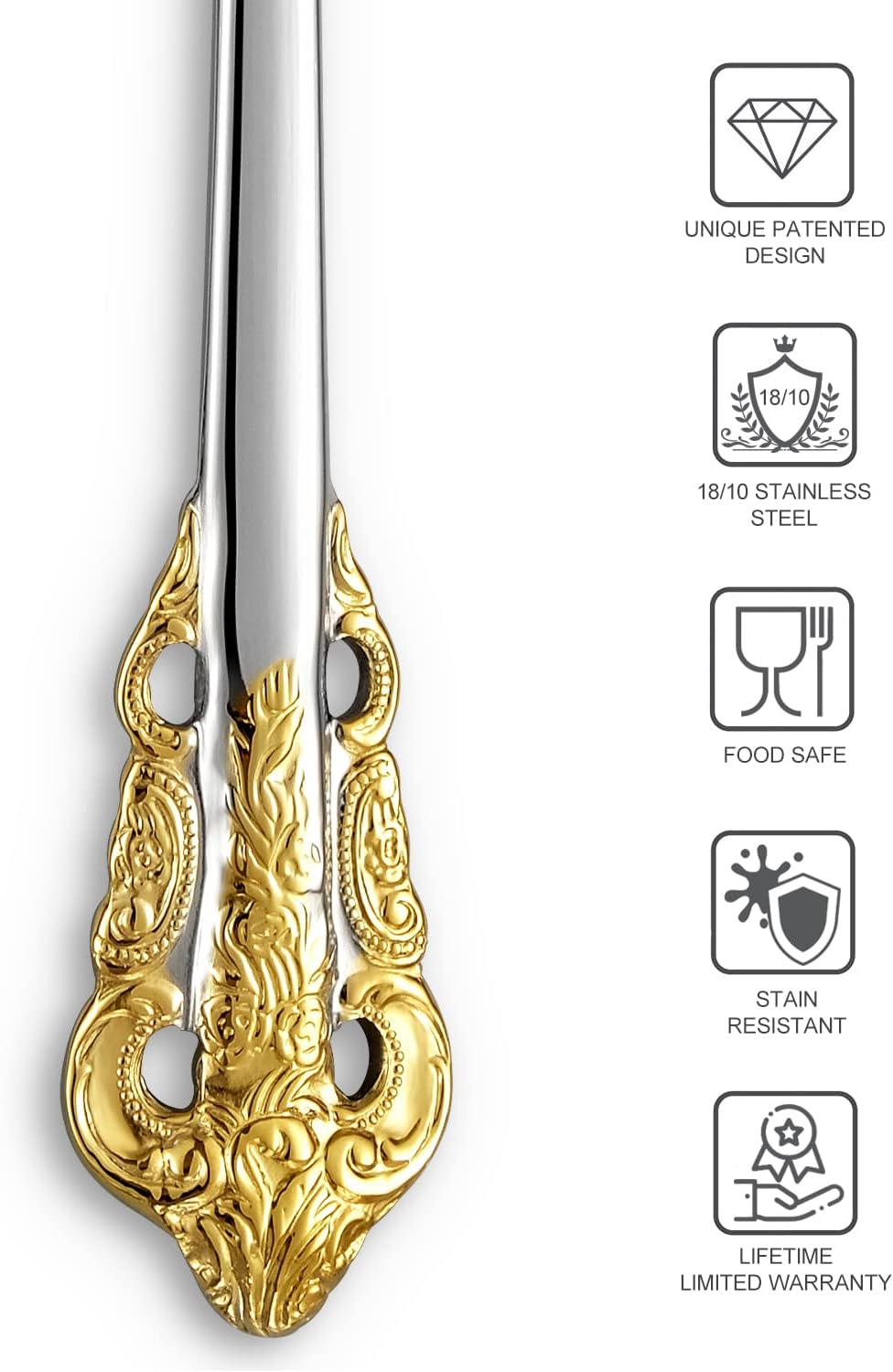 KEAWELL Cucharón de salsa de lujo de 7.2 pulgadas, acero inoxidable 1810, acento dorado, cuchara pequeña para salsa para el hogar. Sólido y