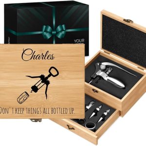 Maverton Juego de abridor de vino para él – Juego de sacacorchos de sumiller – Accesorios de apertura de vino de acero inoxidable en estuche de Maverton Juego de abridor de vino para él – Juego de sacacorchos de sumiller – Accesorios de apertura de vino de acero inoxidable en estuche de