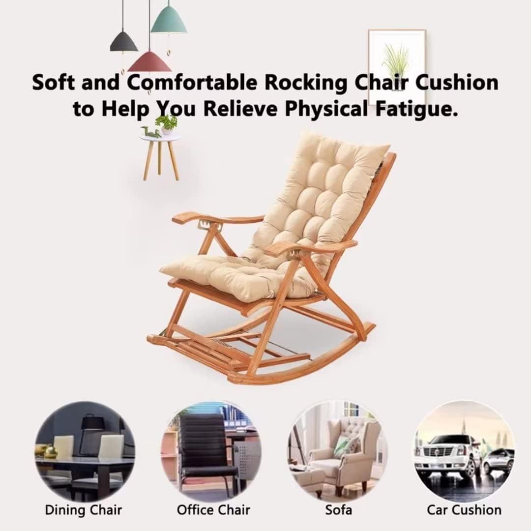 Cojín de asiento para silla mecedora, cojín de respaldo alto suave antideslizante con lazos, cojín grueso y transpirable para uso en interiores y