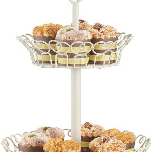 Giftburg Loveland White 2 Tier Countertop Fruit Bread Basket, 2 Tier Display Basket, Fruit Bowl, Vegetable Holder, Kitchen Storage Giftburg Loveland White 2 Tier Countertop Fruit Bread Basket, 2 Tier Display Basket, Fruit Bowl, Vegetable Holder, Kitchen Storage