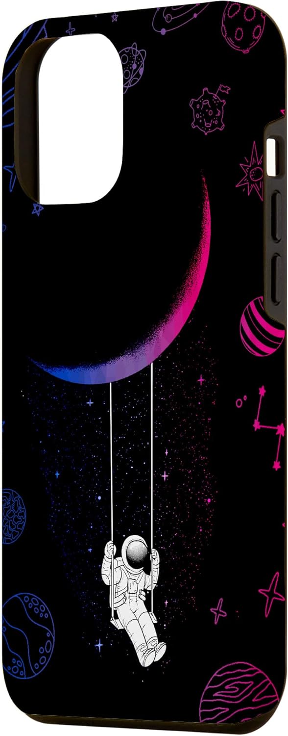 Funda para iPhone 13 Pro Max Astronauta Luna Bisexual Bandera Espacio LGBTQ Orgullo Gay Aliado Bi