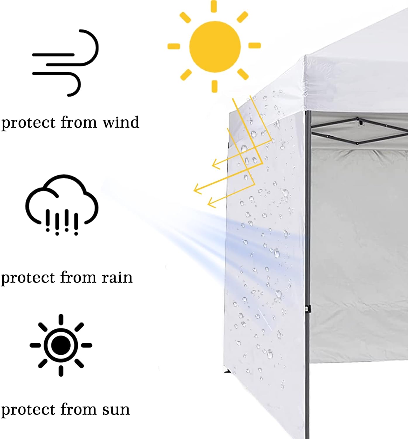 NINAT Toldo de pared solar impermeable para toldo desplegable de 8 x 8 pies, carpa de carpa de pierna recta, toldos instantáneos al aire libre,