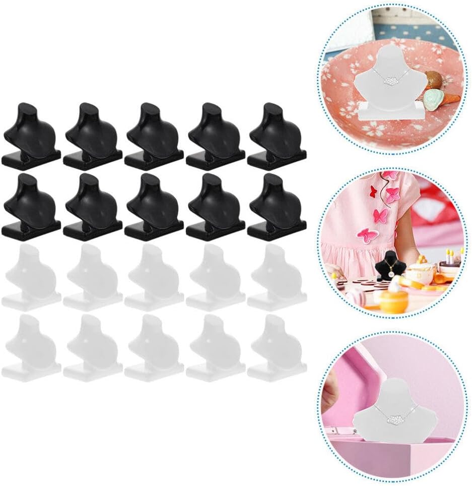 Alipis 20 piezas de casa de muñecas busto de joyería miniatura soporte de exhibición de collar de caballete de plástico maniquí pulsera anillo