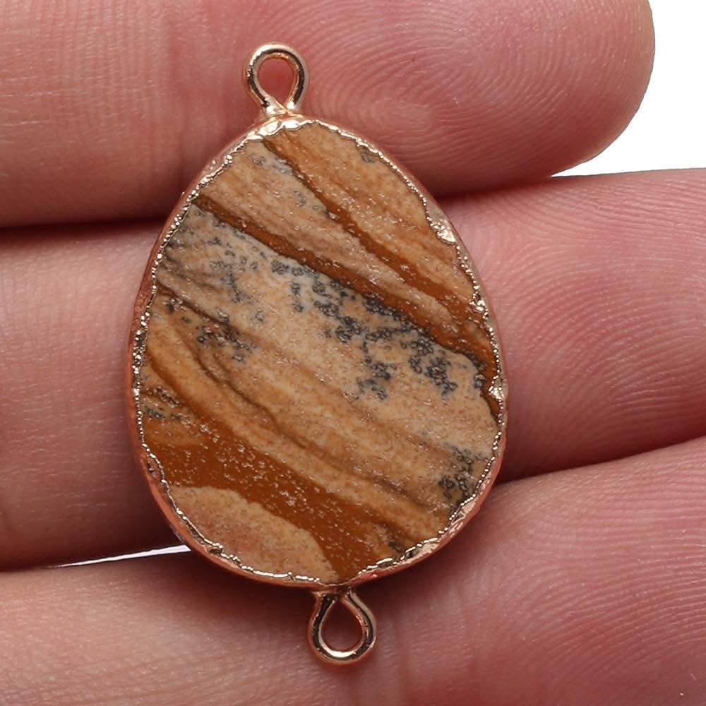 5 conectores de piedra de cuarzo, colgantes de borde chapados en oro natural, dijes de piedra para hacer collares o joyas, Metal