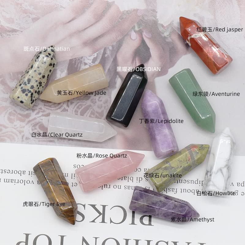 LE SKY 8 piezas de piedras decorativas naturales hexagonales con forma de varita curativa ágata de cristal curativo piedras energéticas para joyería