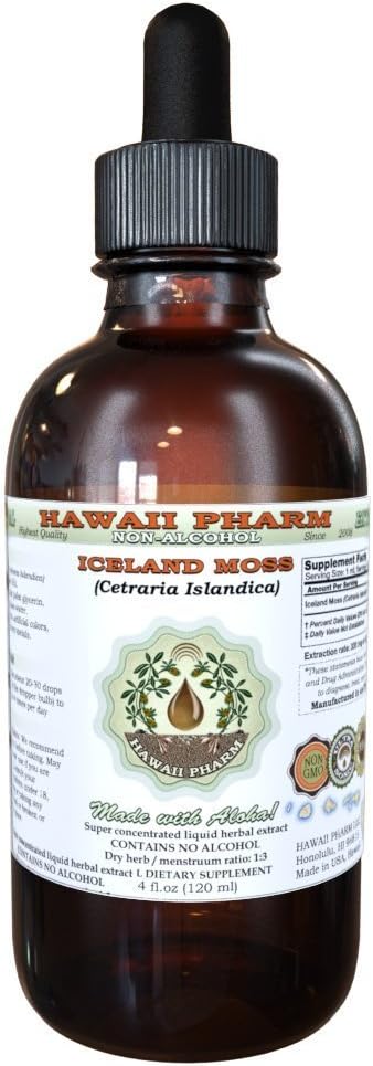 Extracto líquido sin alcohol de musgo de Islandia, musgo de Islandia (Cetraria Islandica), glicerita de planta entera 2 onzas