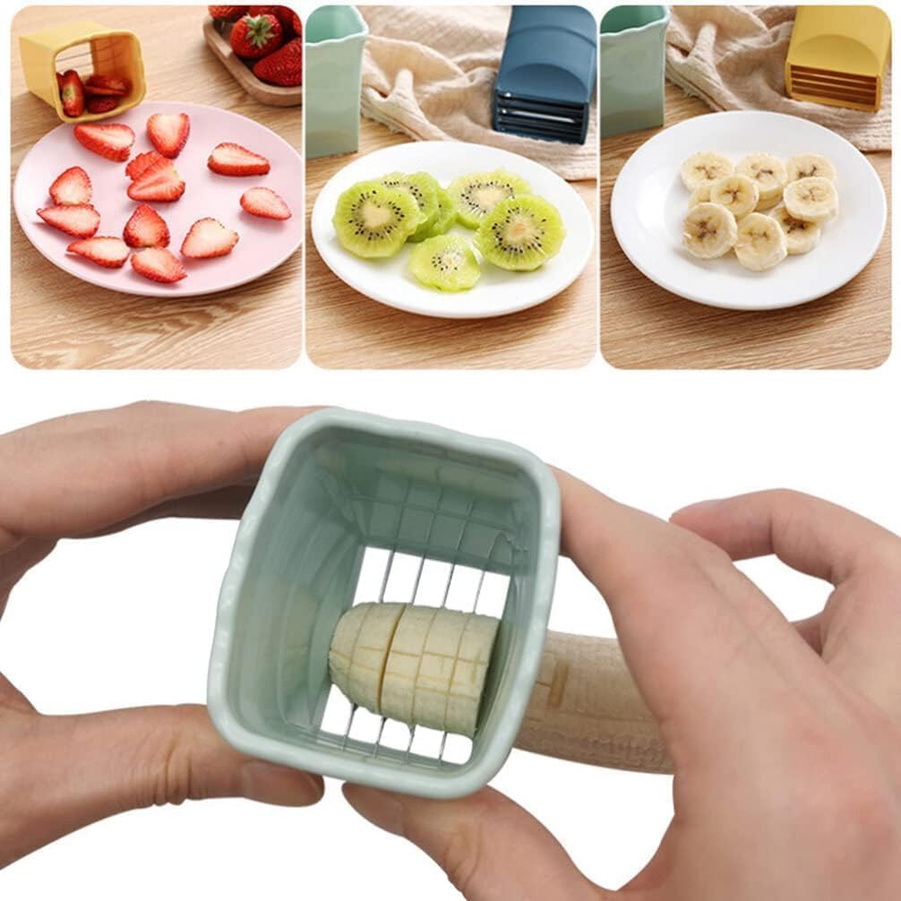 JOYSAND Paquete de 2 rebanadoras de fresas, cortador de frutas, cortador de huevos, cortador de tazas, taza de acero inoxidable para frutas suaves,