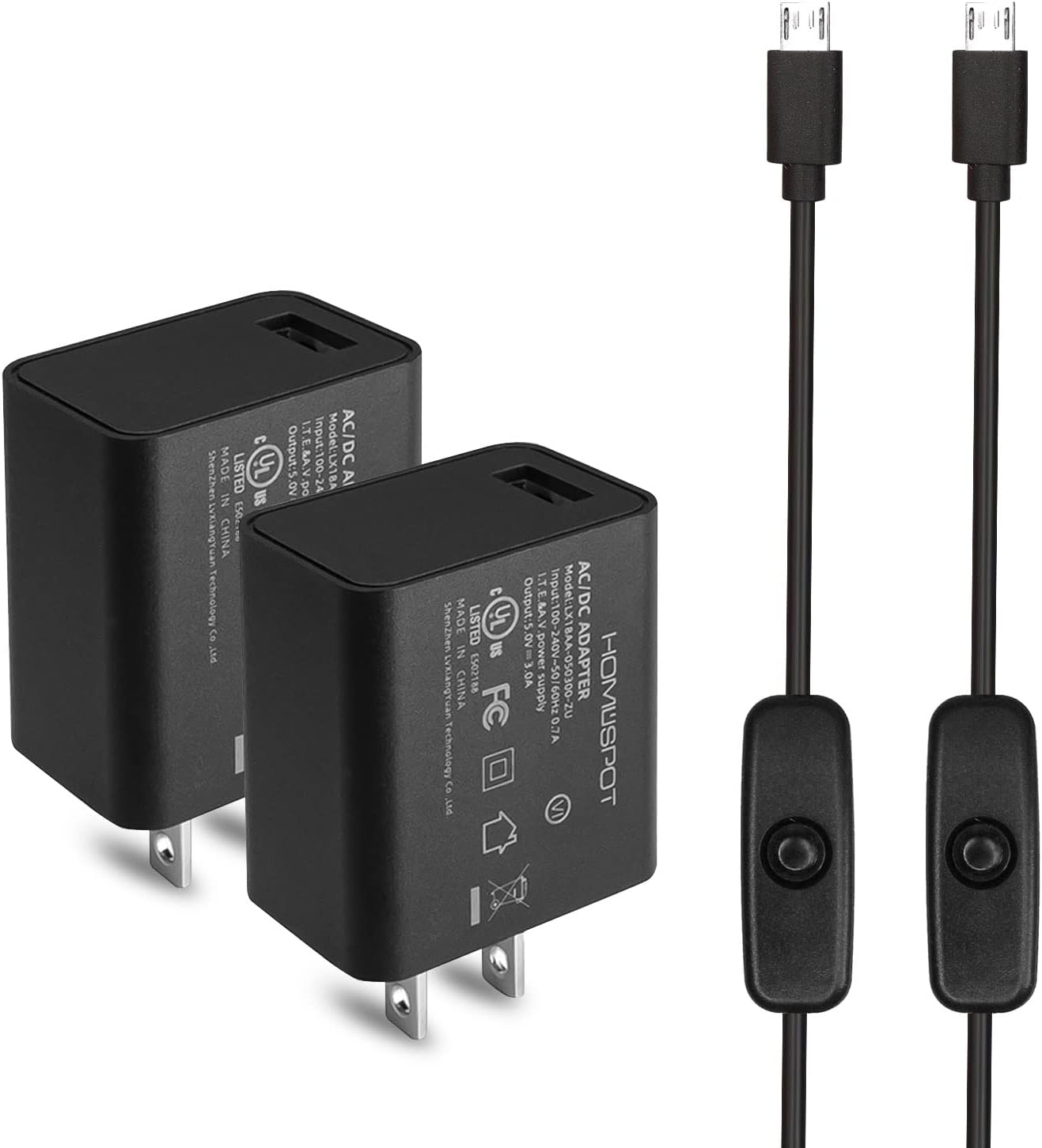 MakerSpot – Fuente de alimentación 5V3A con interruptor de 2.5 A, 2 A, 1.5 A, 1 A, adaptador de CA de carga rápida rápida con interruptor de