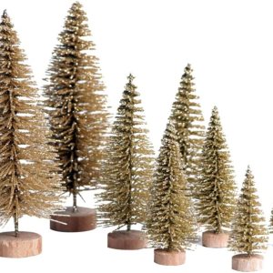 8 piezas de mini árbol de Navidad, pequeños árboles de Navidad artificiales con base de madera, árboles de cepillo de botella, árbol de Navidad 8 piezas de mini árbol de Navidad, pequeños árboles de Navidad artificiales con base de madera, árboles de cepillo de botella, árbol de Navidad