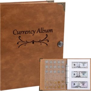 Álbum de monedas de monedas 150 bolsillos y billete de banco de 240 bolsillos colección de dinero de papel grande para libros de almacenamiento Álbum de monedas de monedas 150 bolsillos y billete de banco de 240 bolsillos colección de dinero de papel grande para libros de almacenamiento