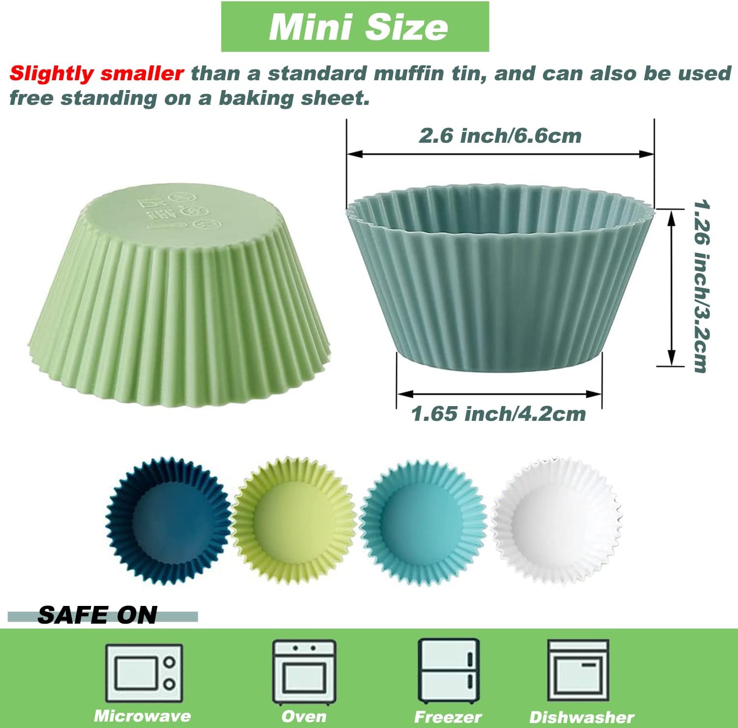 Suuker Tazas de silicona para hornear, forros reutilizables para magdalenas, juego de moldes antiadherentes para muffins, paquete Bento, divisores