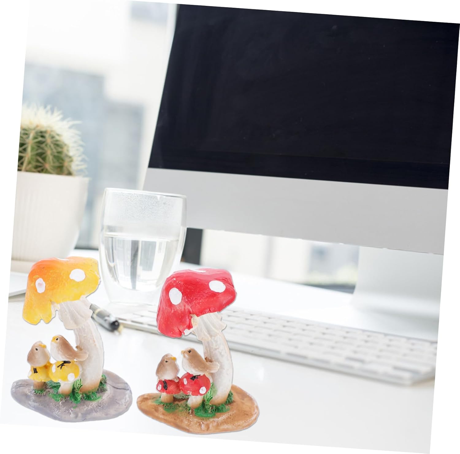 IMIKEYA 12 Pcs Mushroom Ornament Mushroom Desktop Decor Mushroom Figurines Landscape Plant Mushrooms Miniature Car Decoration Small Mushroom Bird
