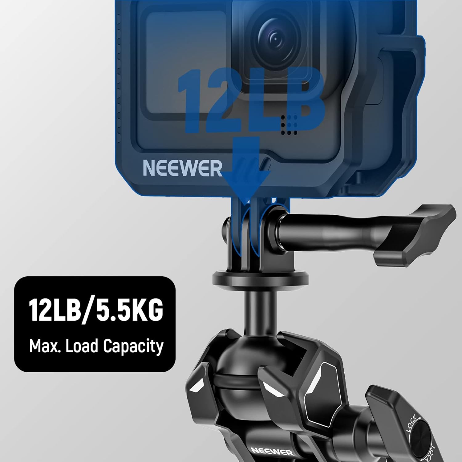 NEEWER Soporte de brazo mágico para Hero 12 11 10 Osmo Action 4 3 One X3 GO3, adaptador de brazo articulado con tornillo de 14 pulgadas para montaje