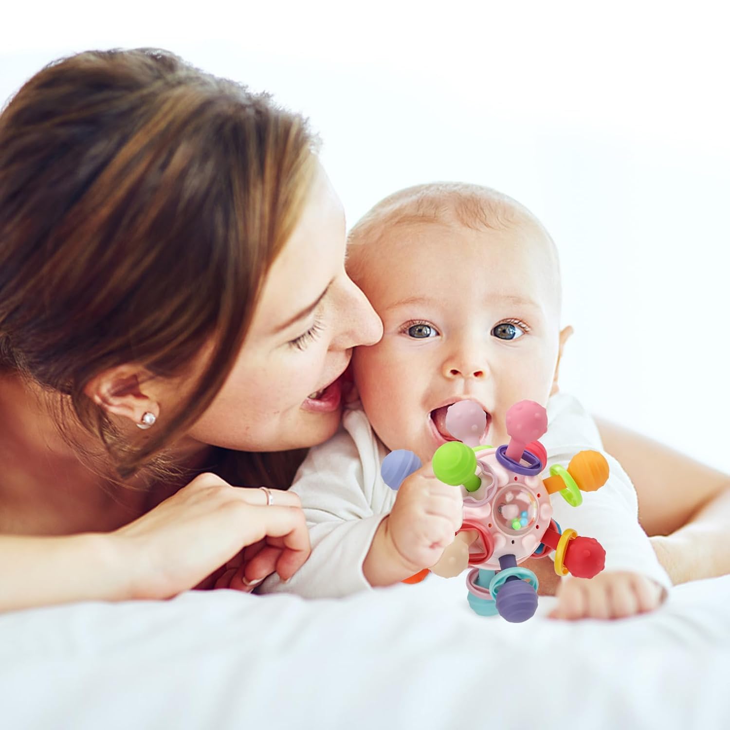 Juguetes sensoriales Montessori para bebés de 0 a 6, 6 a 12 meses, juguetes de dentición de grado alimenticio para bebés de 0, 3, 6, 9, 12, 18