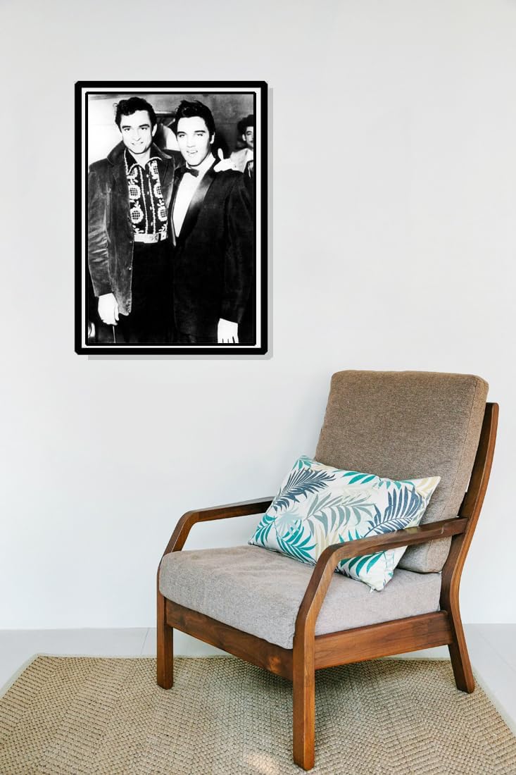 Johnny Cash & Elvis Presley Póster, Rock N’ Roll Legends, el hombre de negro y el rey del rock