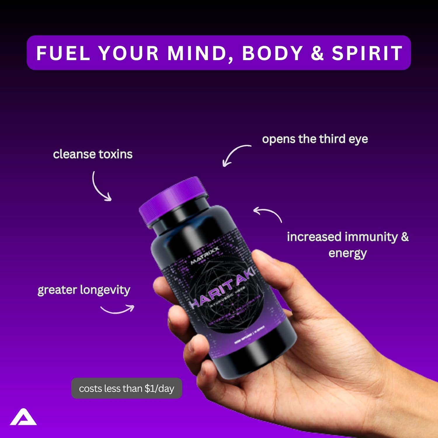 Matrixx Cápsulas Haritaki orgánicas  1000 mg Terminalia Chebula Powder  Apoya la desintoxicación y rejuvenecimiento, limpieza interna,
