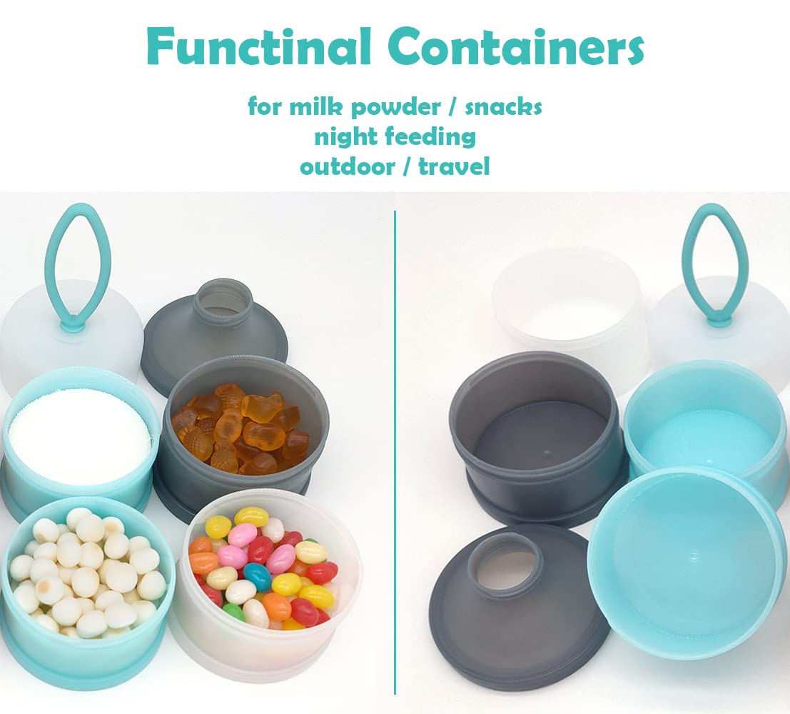 Dispensador de fórmula para bebés, contenedor de fórmula, contenedor dispensador de leche en polvo, sin BPA, 4 capas de 2 paquetes, contenedor de