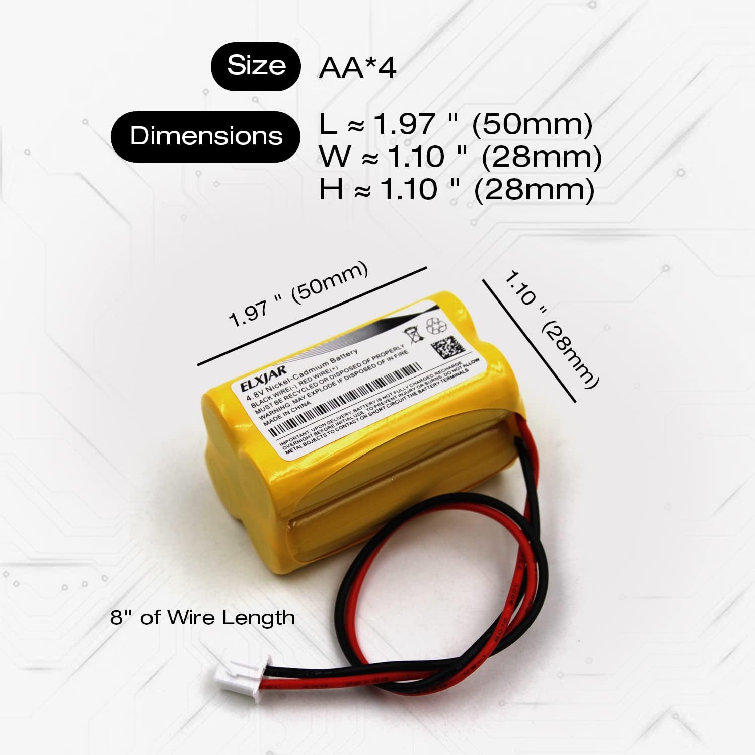 YUTSUJO Paquete de 5 baterías de Ni-CD de 4.8 V 700 mAh BL93NC487 para Emergi-Lite BAA-48R BAA48R, Interstate NIC0186, Dantona Custom-43 Custom43,