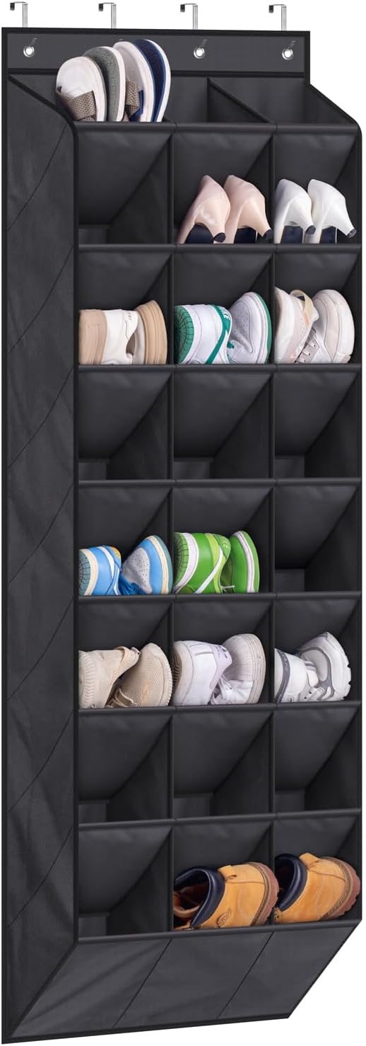 AOODA 24 pares de organizadores de zapatos para armario, bolsillos profundos, zapatero colgante grande para puerta, soporte para zapatos de 8