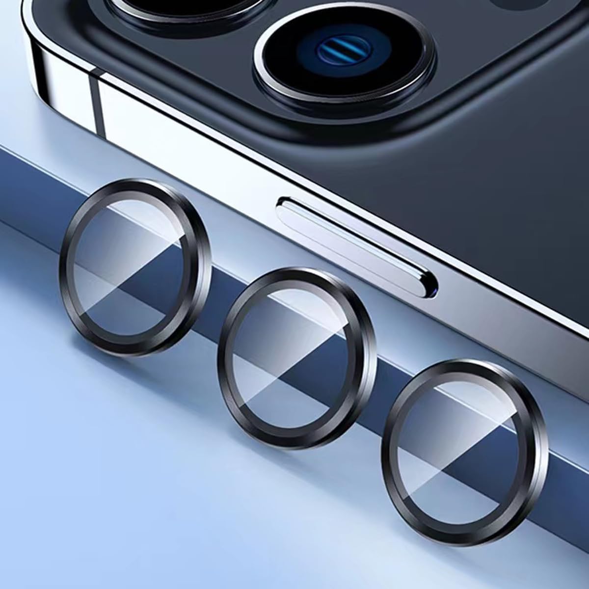 iyanzi Paquete de 2 protectores de lente de cámara para iPhone 15 Pro 15 Pro Max, anillo de aleación de aluminio 3D de vidrio templado Color