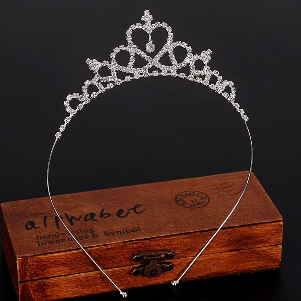 Gortin Corona de tiara de cristal para niñas, corona de princesa plateada para fiesta de cumpleaños, diadema de diamantes de imitación, tocados de